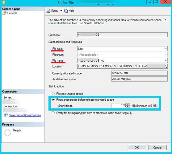 sql truncate transaction log