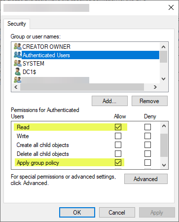 group policy enforced vs enabled