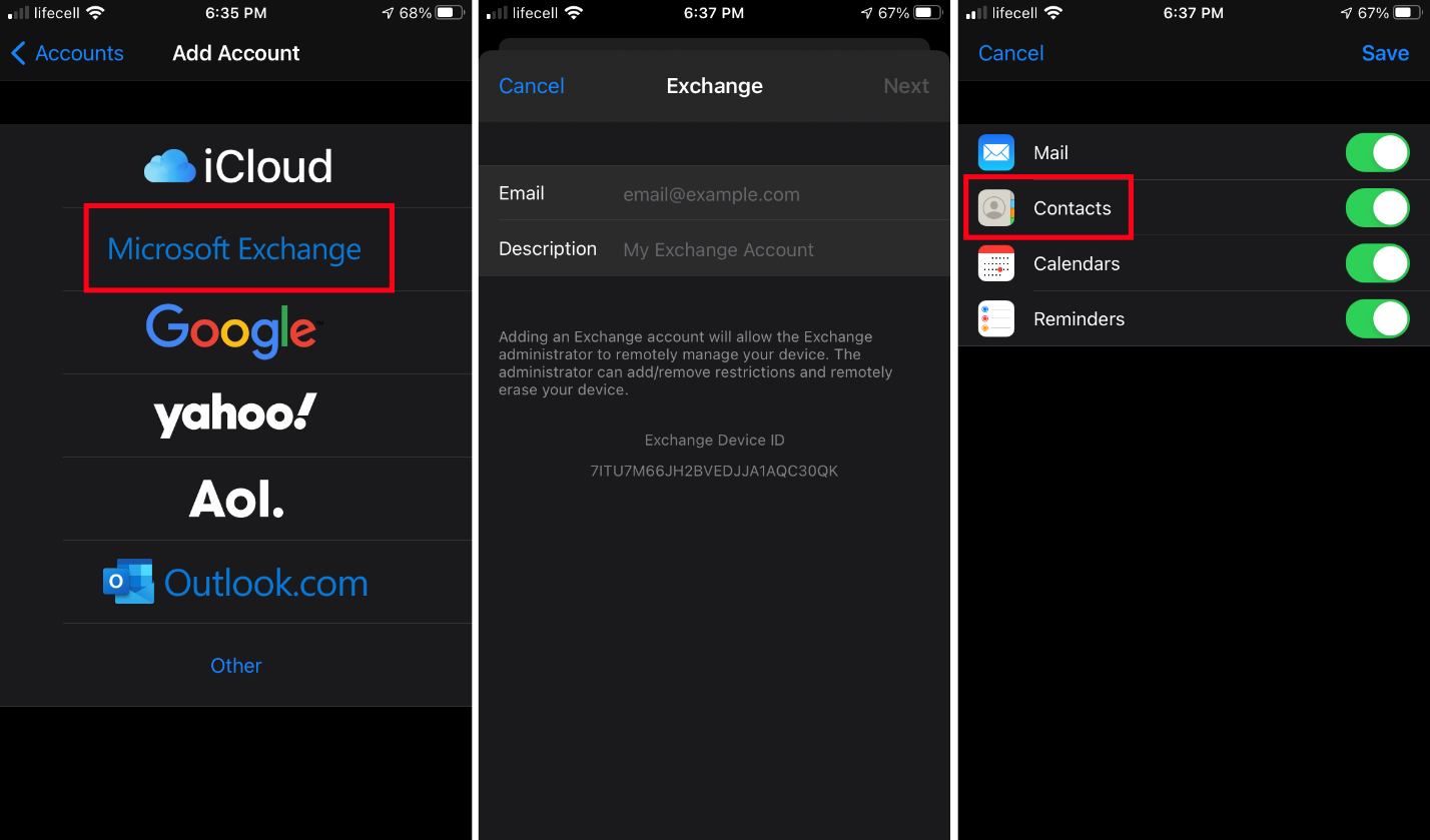 how to transfer exchange contacts to icloud