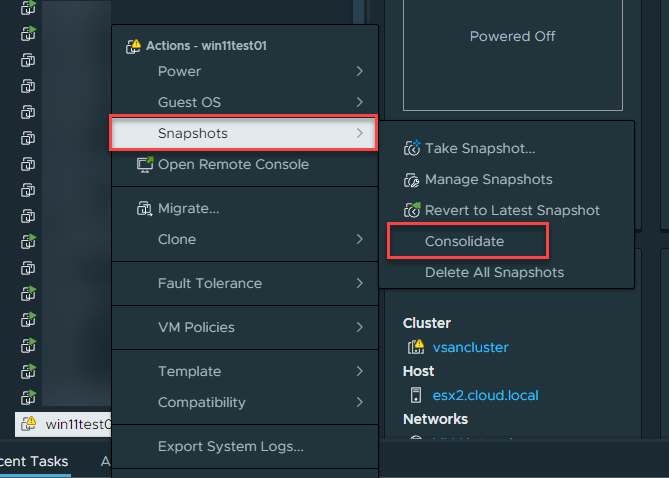 vmware disk consolidation needed