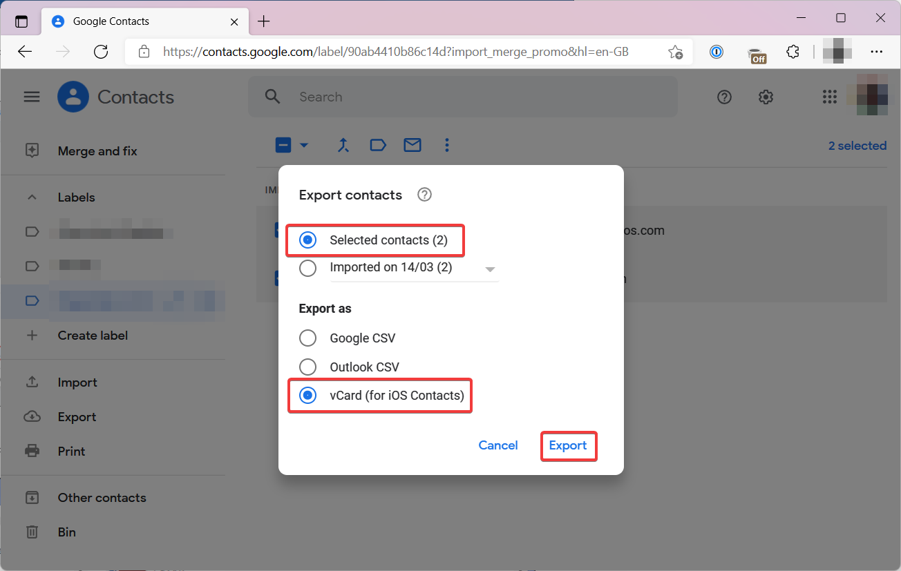 import exchange contacts to icloud