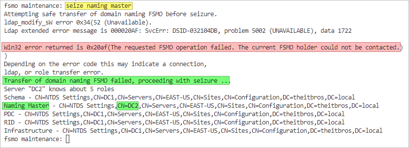 how to move fsmo roles