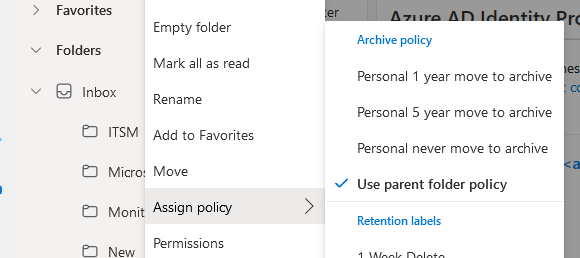 office 365 email archive policy