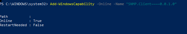 powershell install snmp windows 10