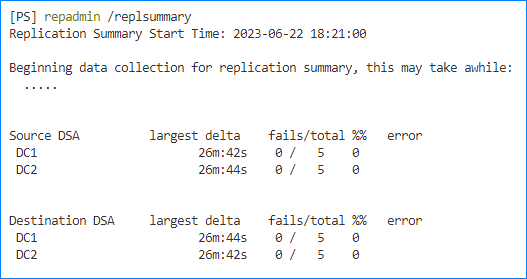 test ad replication powershell