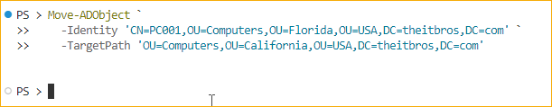 powershell move ad computer to another ou