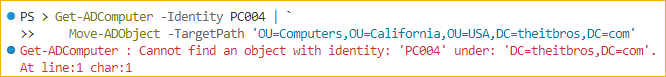 move computer object to ou powershell