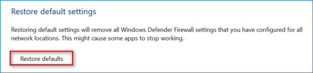 firewall reset command