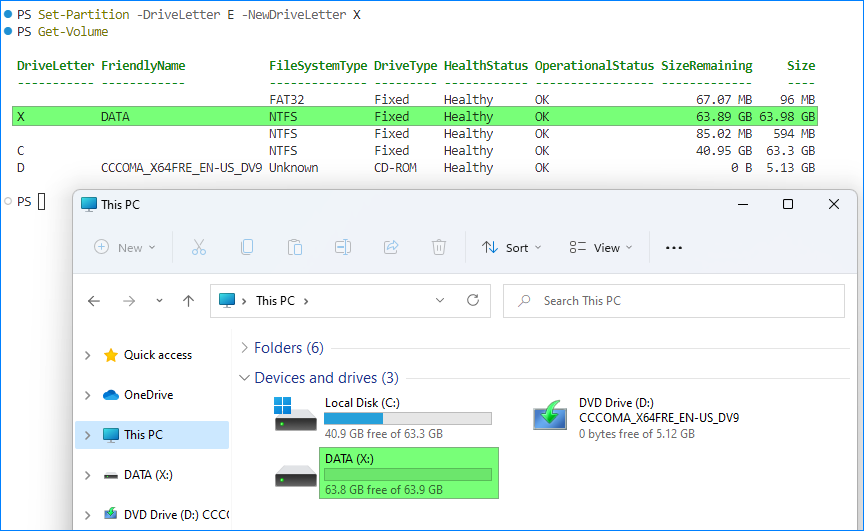 how to change drive letter set partition