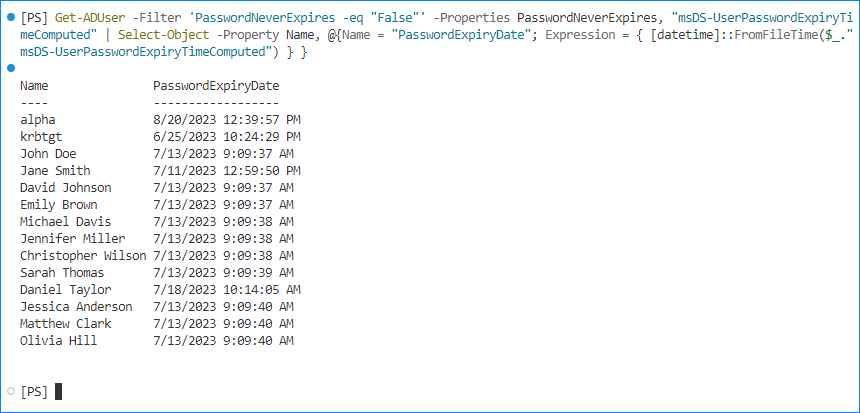 active directory password expiration policy