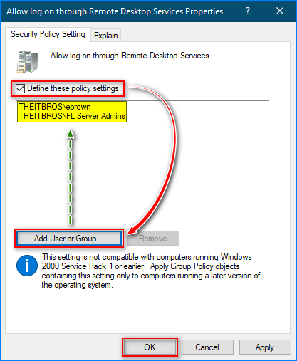 to sign in remotely you need the right to sign in through remote desktop services intune