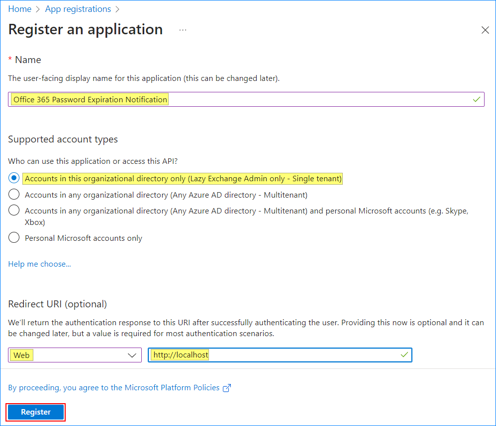 azure ad password expiration notification