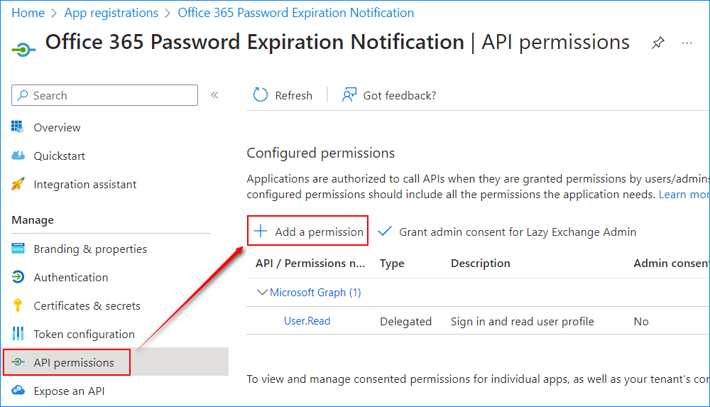 password expiry notification email office 365