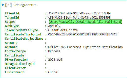 password expiration notice office 365