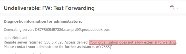 enable external forwarding office 365