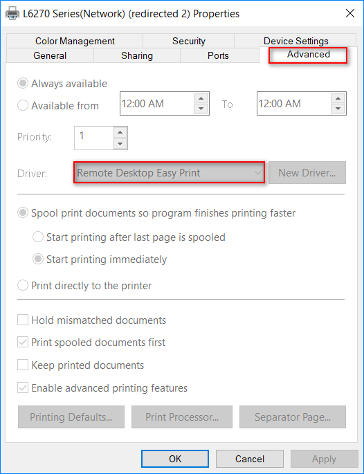 easy print driver windows server