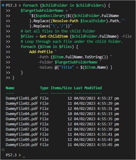 upload files to sharepoint online powershell