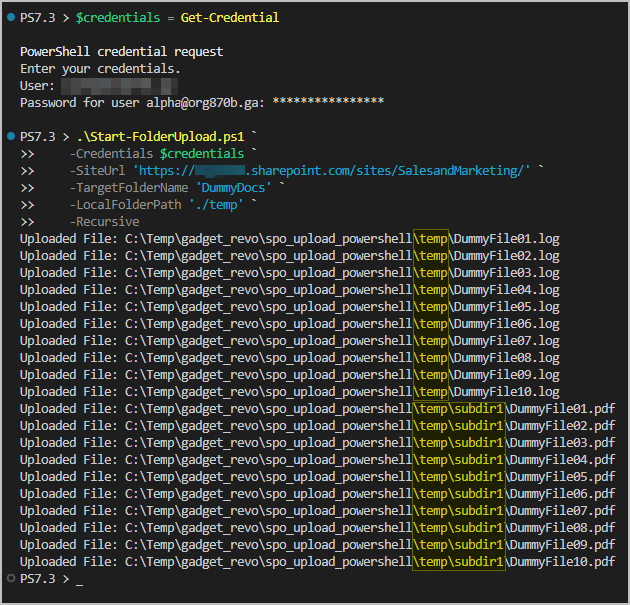 use powershell to upload file to sharepoint