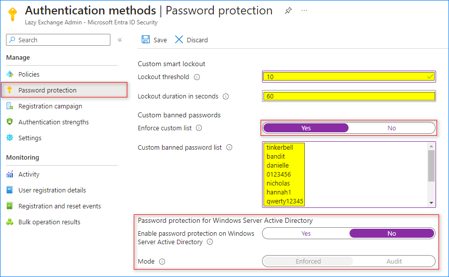 o365 password policy settings