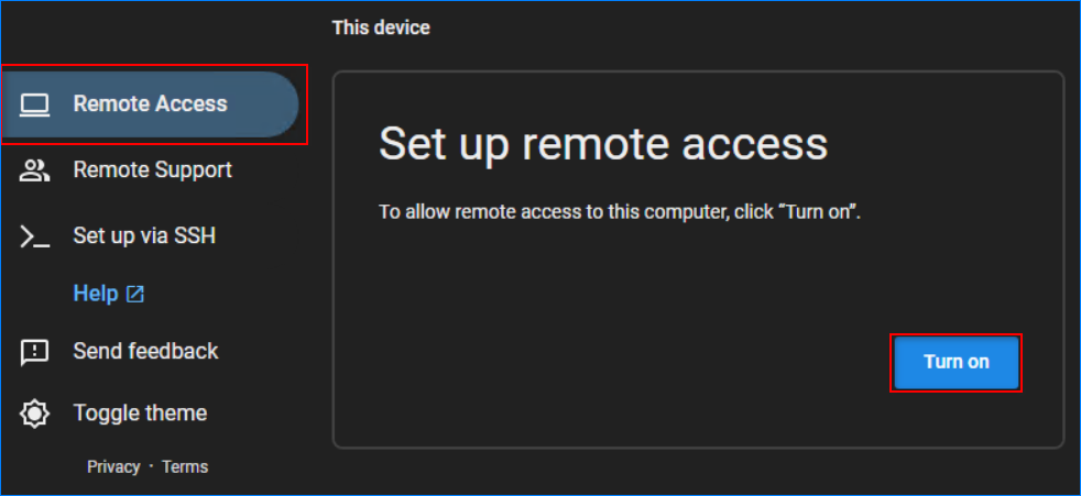 google chrome remote access