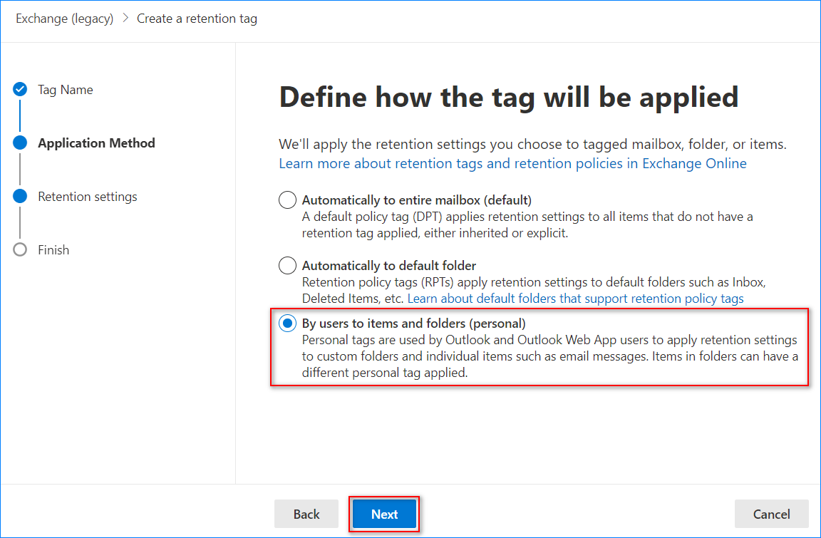 office 365 default retention policy