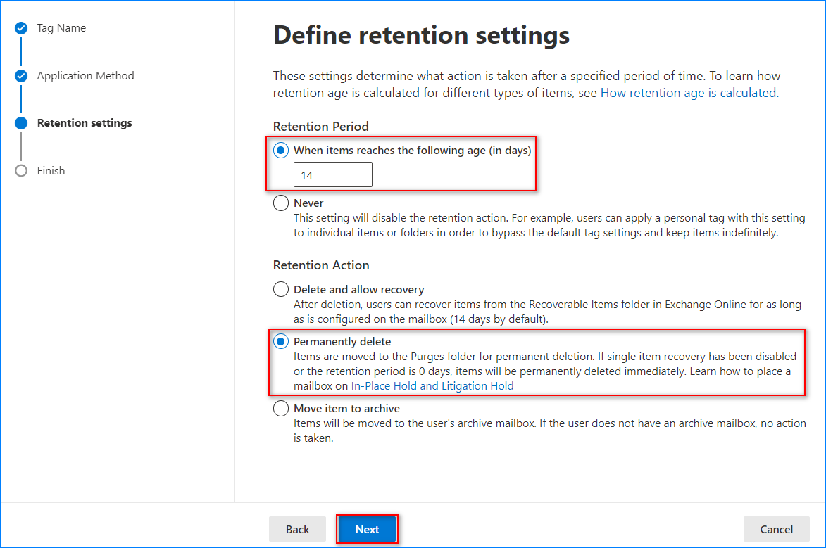 office 365 email retention policy