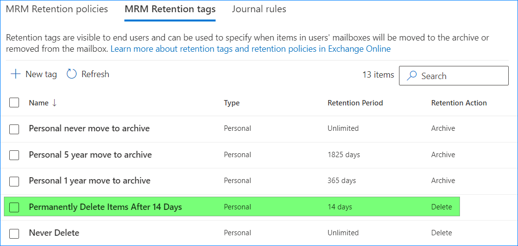 o365 retention policy