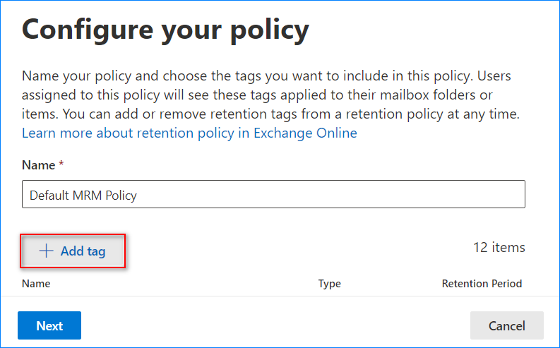 o365 default retention policy