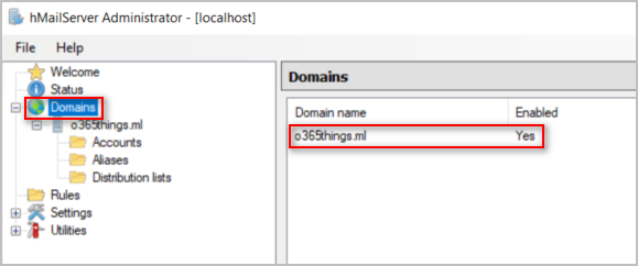 domains node hmailserver