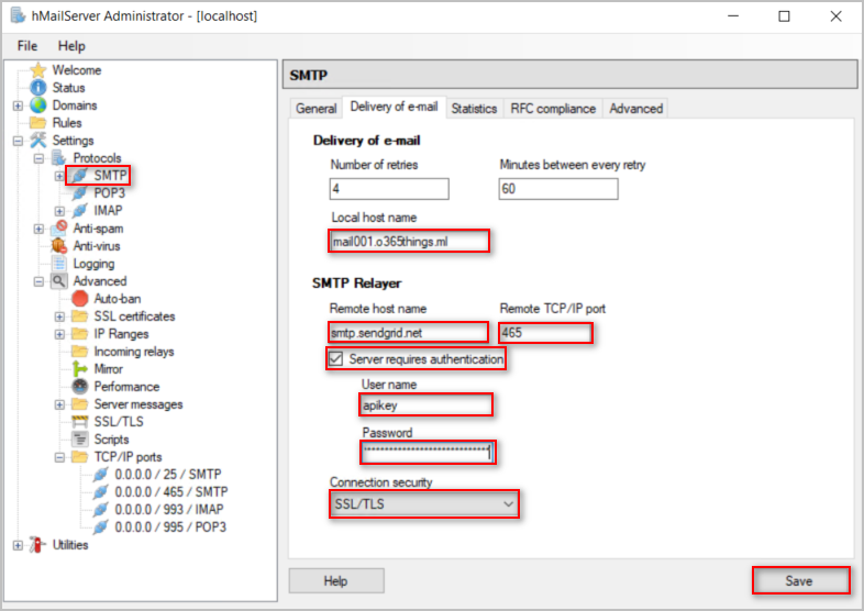 setting up hmailserver