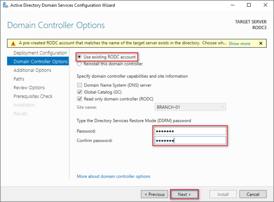 rodc dns settings