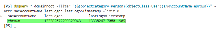 get-aduser last logon computer