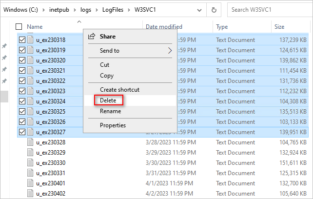 iis logs cleanup