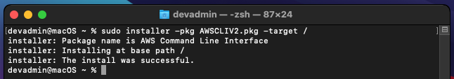 install aws cli on mac