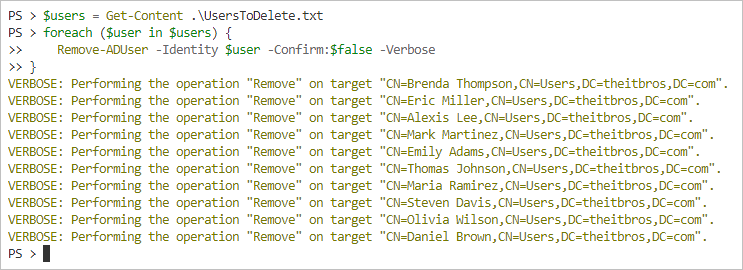 remove ad user powershell