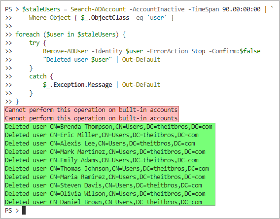 delete active directory user powershell