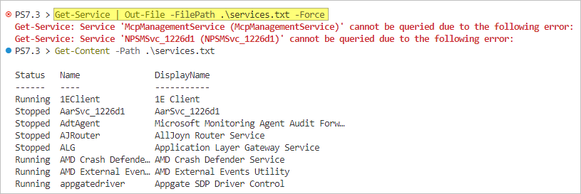 powershell pipe output to file