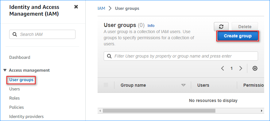 Create IAM User Group aws s3