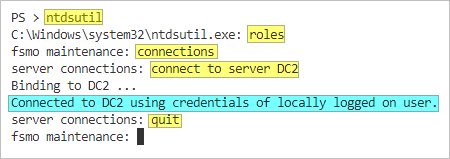 ntdsutil connect to server