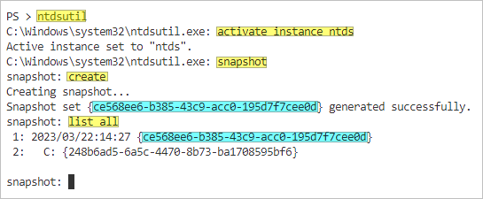 ntdsutil.exe command