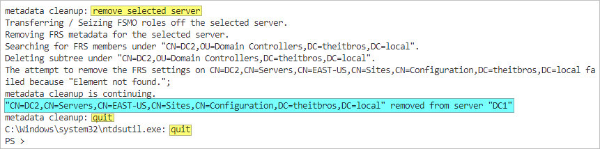 ntdsutil windows server 2019