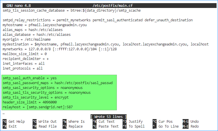 Postfix configuration