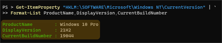 check windows version powershell