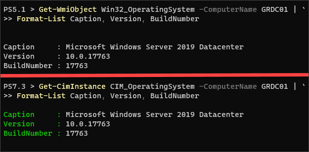 get windows version using powershell