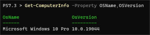 check windows version through powershell