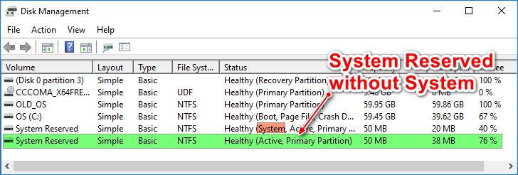 remove system reserved partition