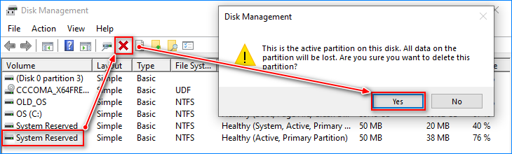 how to remove system reserved drive