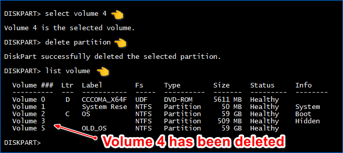 delete reserved partition