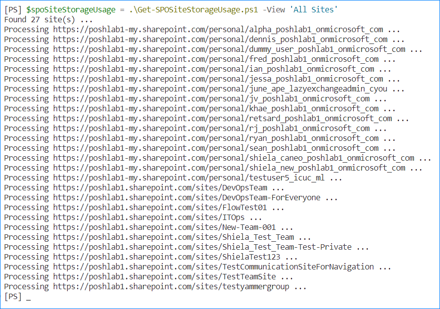 storage metrics sharepoint online