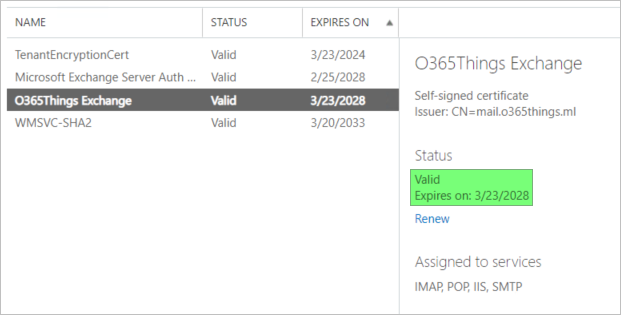 exchange 2019 renew certificate